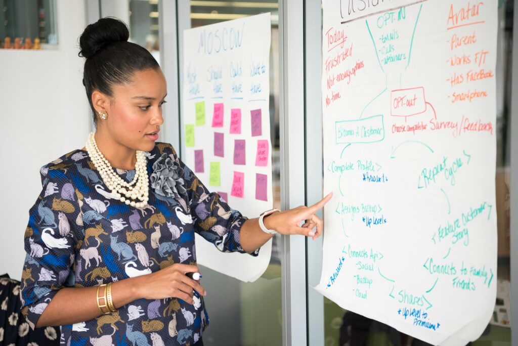 Project lead mapping out a secure by design customer journey workflow